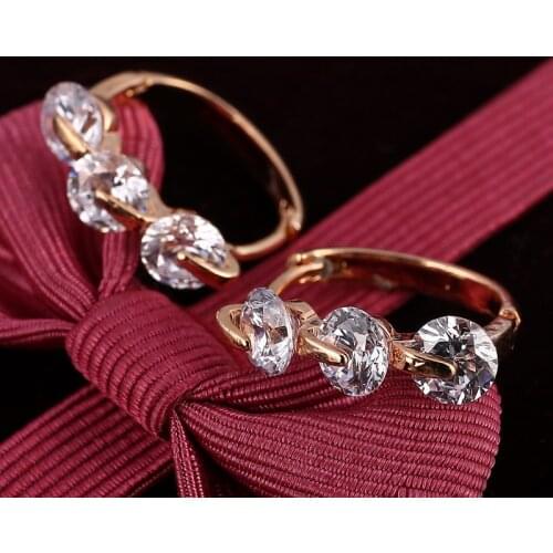 Top Sale AAA Zircon Stud Earrings for Women Ear Jewelry Brincos Luxury Gold Color Earring Fashion Wedding Accessories Earring