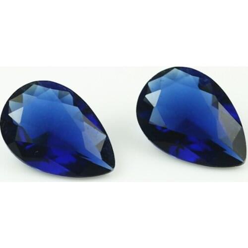 100pcs 3x3~10x10mm Pear Shape Loose Stone Blue Color Glass Synthetic Gems For Jewelry DIY Stone