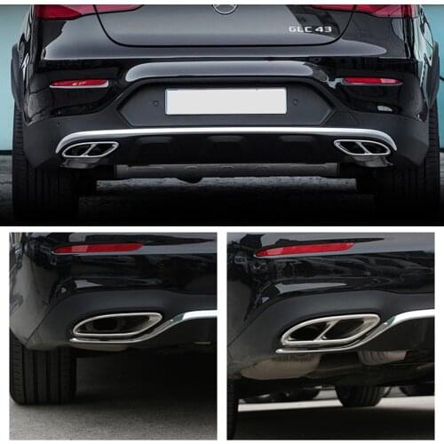 2pcs Gloss Black Steel Exhaust Trims For Mercedes Benz GLC C E-Class C207 Coupe 2014-2017 W212 W213 W205 X253 C180 C200 Car Part