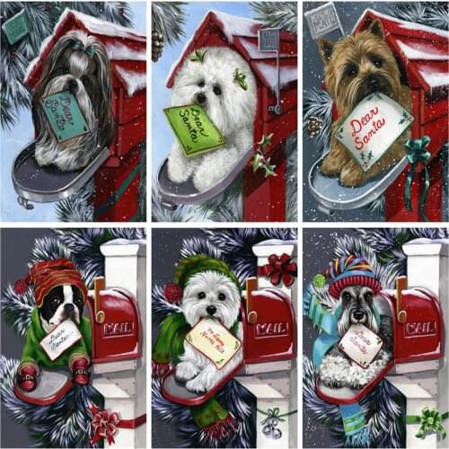 EverShine Diamond Mosaic Full Square Christmas Cross Stitch Diamond Embroidery Winter Mosaic Kits Animal Home Decor Handicraft