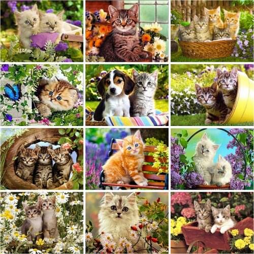 5d Diy Diamond Painting Kitten Full Diamond Embroidery Rhinestone Cross Stitch Animal Diamond Mosaic Set Home Wall Decoration