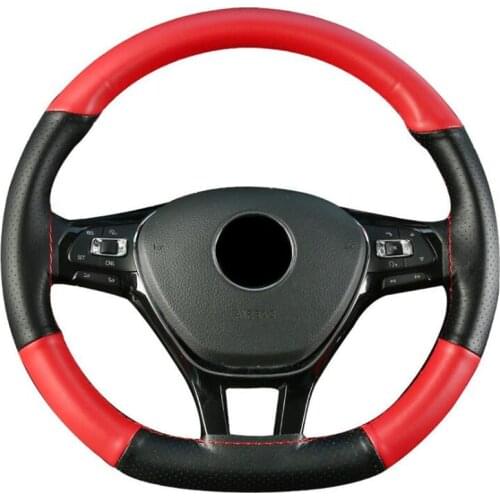Car Leather Wheel Braid Thread Genuine Leather Fashionable Color Matching 38CM Universal Leather Braiding Steering Wheel Cover