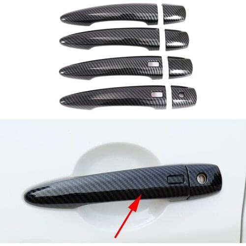 Car Exterior Accessories Fit For Nissan Altima 2019 2020 2021 ABS Carbon Fiber Black Outside Door Handle Cover Trim 8pcs