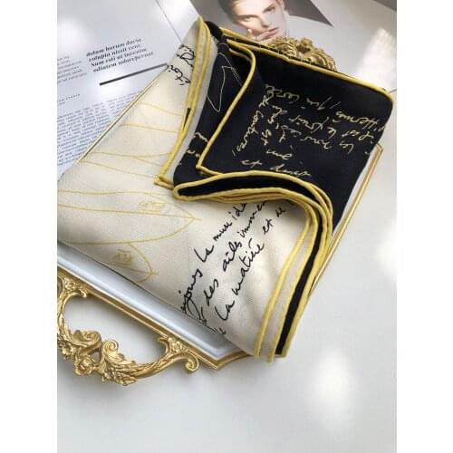 Silk wool big square scarf Black white gold color spring Winter autumn silk wool scarf office shawl women Silk+wool, 135*135