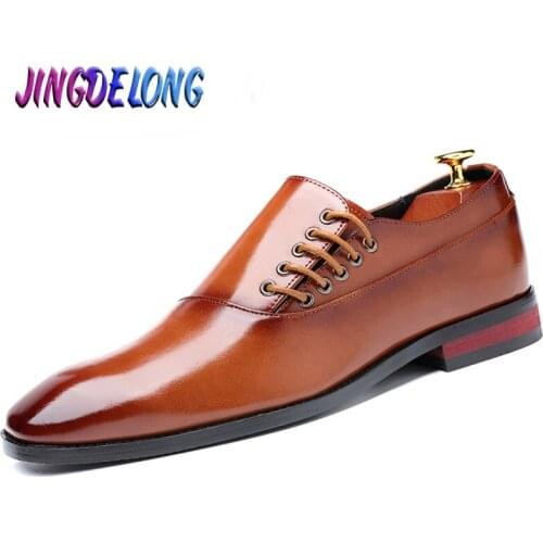Brand Men Business Dress Shoes Classic Men Formal Pointed Leather Shoes Retro Fashion Male Oxford Wedding Party Shoes Big Size