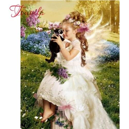 Bricolage rond diamant peinture ange broderie diamant peinture mur décalque mosaïque point de croix tenture murale décor