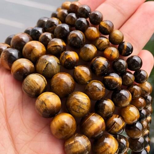 Natural Gem Yellow Tiger Eye Stone Beads High Quality Round Loose Beads For Jewelry Making DIY Bracelet Necklace Supplies 4-14mm