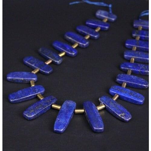 Approx20PCS/strand Top Drilled Lapis Lazuli Slice Stick Loose Beads,Natural Gems Stone Slab Nugget Pendants Jewelry Making