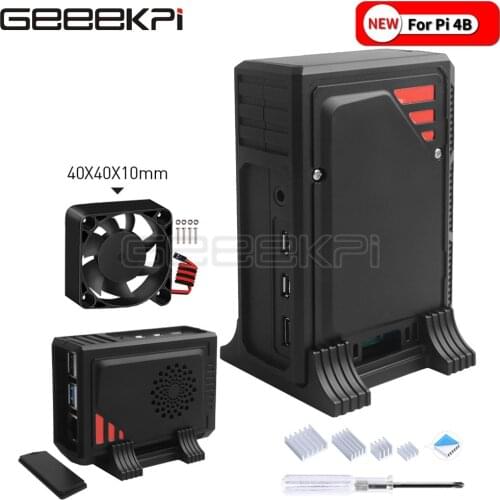 GeeekPi Raspberry Pi 4B ABS Case With 4010 LED Light Fan And All Aluminum Heat Sink Icon Case For Raspberry Pi 4 Model B