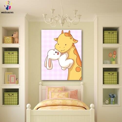 DIY colorings pictures by numbers with colors Giraffes and rabbits picture drawing painting by numbers framed Home