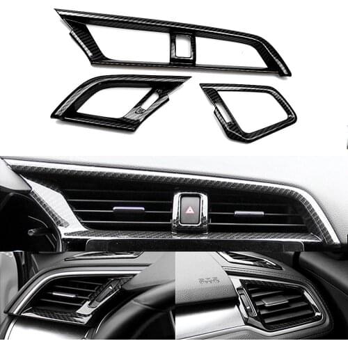 For Honda Civic 2016-2021 Carbon Interior Dashboard AC Air Vent Outlet Cover Car Decor Accessories