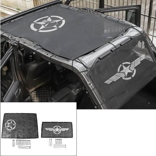 For Jeep Wrangler JL JLU 4 Doors modified car roof insulation net off-road sunscreen shading net Shade Soft Top Cover Car Parts