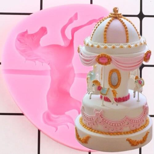 Carousel Horse Silicone Mold Baby Party Fondant Cake Decorating Tools Sugarcraft Candy Chocolate Gumpaste Mould Clay Resin Molds
