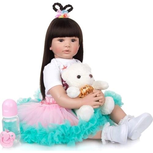 60cm Soft Silicone bebe reborn Doll Toy For Girl Long Hair Princess Toddler reborn babies Lifelike Bonecas Kid Birthday Gift