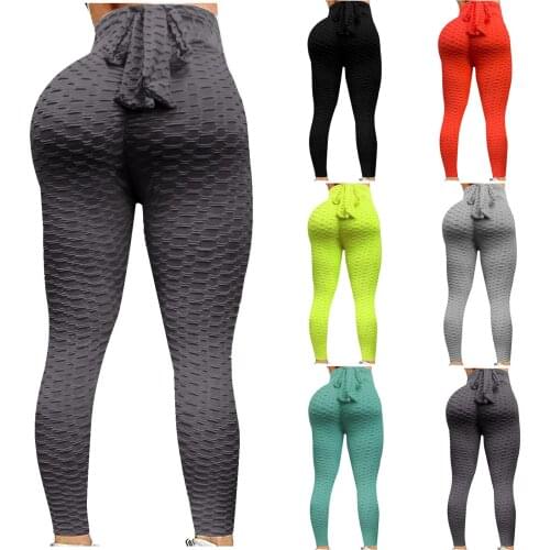 Leggings Sport Women Fitness Bow Bandage Solid Tight High Waist Seamless Leggings Gym Clothing Elasticity Sports Yoga Pants
