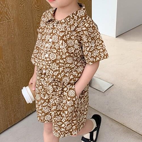 Summer Japanese And Korean Floral Shirt+Short 2Pcs Girl Clothes Boy Suit Girl Set Clothing Sets Kids Clothes Girls