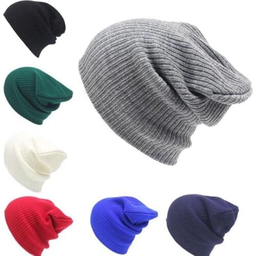 Hot Sales Fashion Hat For Winter Hats Unisex Skullies Beanies Solid Knitted Hat Warm Cap Male Female Beanies Cap Elastic