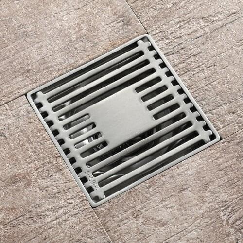 1PC 304 Stainless Steel Brushed 10*10cm Linear Anti-odor Floor Drain Bathroom Shower Floor Drain