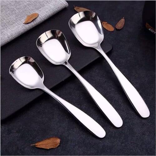 Spoon The Tablespoons Rice Soup Ladle Kitchen Little Things Stainless Steel Creative Tableware Square Head Flat Bottom Thicken