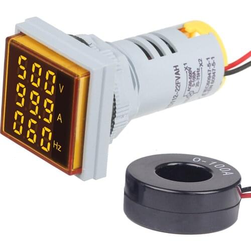 Mini Square Digital Volt-ammeter Voltammeter Ammeter Voltmeter Cymometer Voltage & Current & Frequency Meter Indicator Monito
