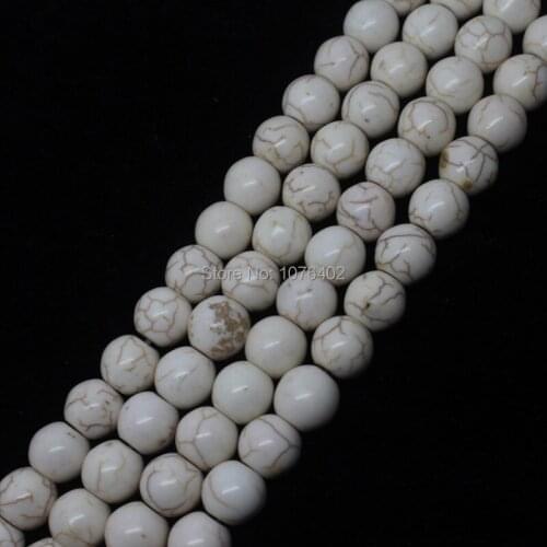 Mini. order is $7! Wholesale 42pcs!10mm White Turquoises Round Loose Beads