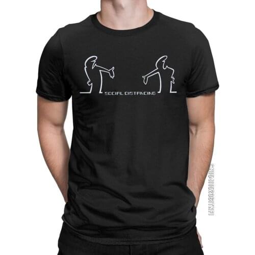 Men T-Shirt Social Distancing La Linea Vintage Cotton Tee Shirt Classic Short Sleeve T Shirt O Neck Clothes Unique