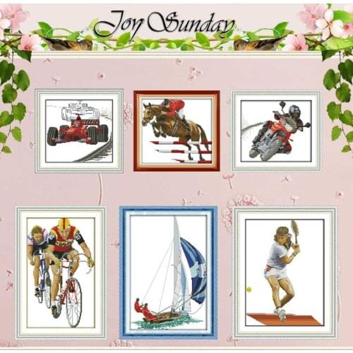 Bicycle race tennis match counted Cross Stitch 11CT 14CT Cross Stitch Set Wholesale DIY Cross-stitch Kit Embroidery Needlework