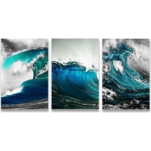 Blue Sea Home Decor Wall Art Posters Ocean Wave Summer Wall Decor Paintings Modern Nordic Room Decoration Wall Pictures