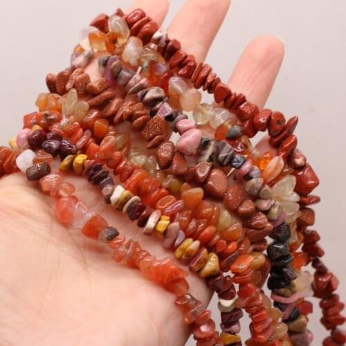Natural Semi-precious Stone Red Agate Chrysolite Unshaped 5-8mm For DIY Necklace Earrings Accessories Gift Length 40cm