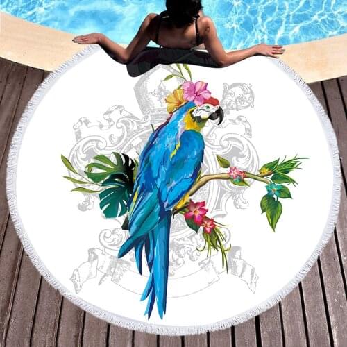 Petunia Macaw Beach Towels Microfiber Bath Towel for Adult Household Decoration Carpet Outdoor Fashion Round Beach Towel