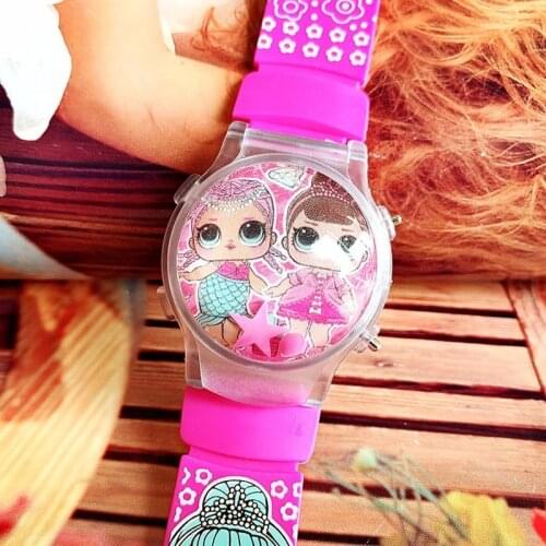 Popular cute children cartoon surprise doll girl silicone calendar flashing light table luminous movement wave table