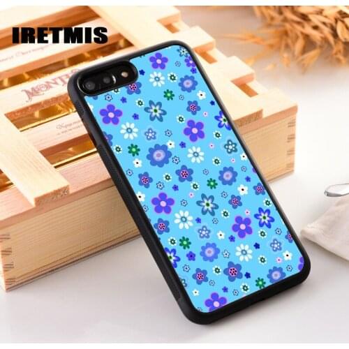Iretmis Rubber Silicone Phone Cover Case For iPhone 6 6S 7 8 PLUS X XS XR 11 12 Pro Max Blue Flower Power