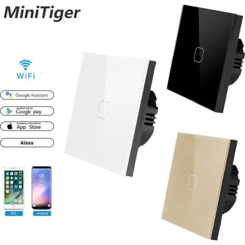Touch Switch Smart Home Light Switch Wall interruptor 1 Gang 1 Way wifi light switch EU Standard Work with Alexa Google Home