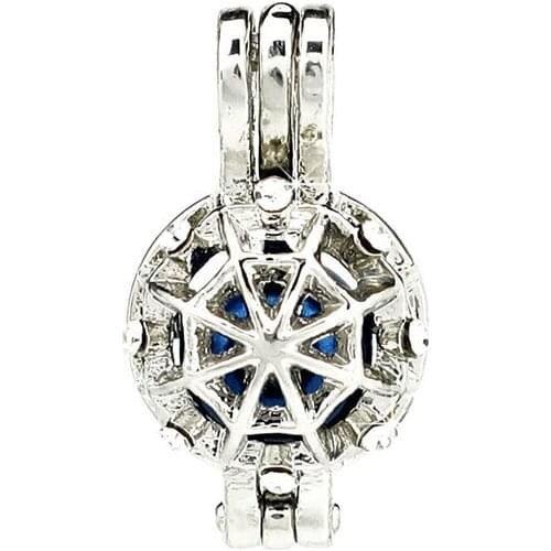 K1062 5pcs/lot Silver Rhinestone Web Hollow Beads Cage Pendant Locket Fairytale Party Essential Oil Diffuser