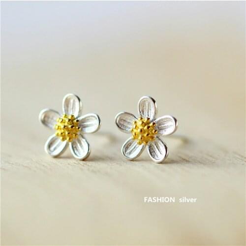 S925 Sterling Silver Earrings With Cute Small Flowers Simple And Fresh Birthday Gift For Girl Friend Ladies Jewelry For Women