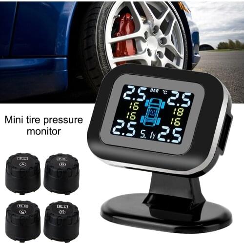 LEEPEE USB TPMS LCD Display Mini Car Tire Pressure Monitoring System With 4 Pcs External Sensor Auto Security Alarm Systems