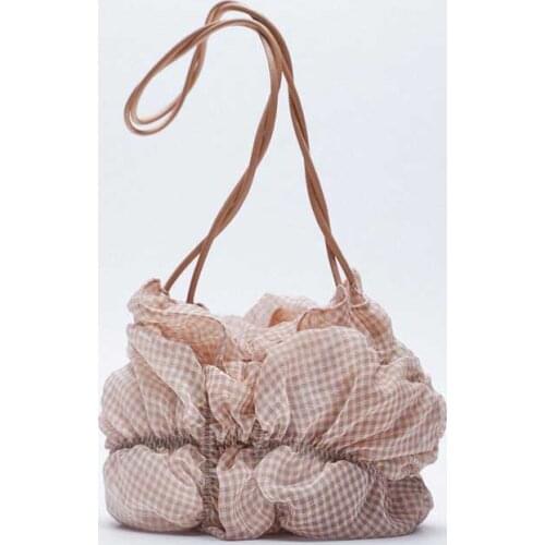 New Female Simple Flower Hand Bag Organza Casual Tote Mesh Shopping Bags Woman Handbags Folding Large Capacity Handbags
