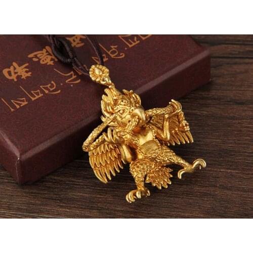 TOP Buddhist supply 2020 Greco-Buddhist pocket travel efficacious talisman gilding Suparna Garuda Dhwaja Buddhism Pendant Amulet