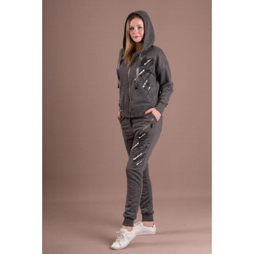 3 yarn Hooded Zipper Lettering Printed Tracksuit Set