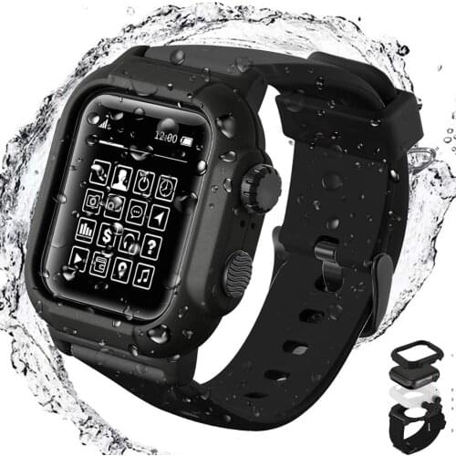 Waterproof Case Watch Band for Apple Watch 6 Band 44mm Iwatch Series 5 4 for Apple Watch 3 42mm Strap Sport Bracelet Accessories