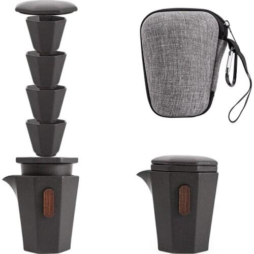 Japanese Style Home Tea Sets Chinese Dehua Porcelain Kung Fu Tea Cup and Pot Sets for Travel Ceramic Black Pottery Tea Infuser