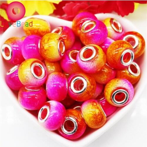 10 Pcs Red Color Glass Murano Large Hole European Spacer Beads Charms for Women Bracelet DIY Jewelry Making Fit Pandora Bracelet