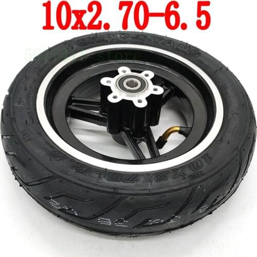 10x2.70-6.5 vacuum tire and aluminum wheel hub are used in the front wheel inner hole of 10 inch electric scooter 8.12mm