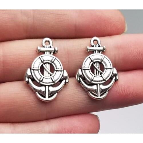 15pcs/lot--26x17mm, Antique silver plated life ring and anchor charms,DIY supplies,Jewelry accessories
