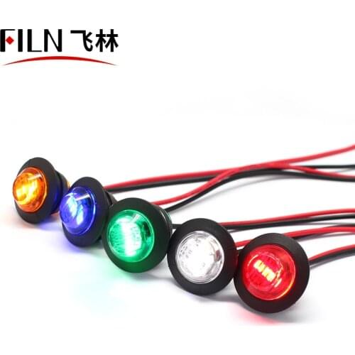 19mm Plastic Rubber Push Snap in Mounting Car Motocycle Truck IP66 waterproof LED 12v Indicator Signal light With 20cm Cable