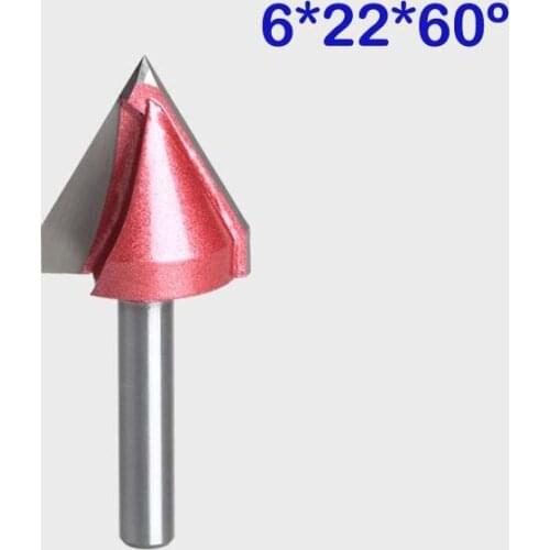 2pcs CNC Wood Engraving 3D Bits Router 60 Degree 6mm x 22mm V Groove Acrylic Free Shipping