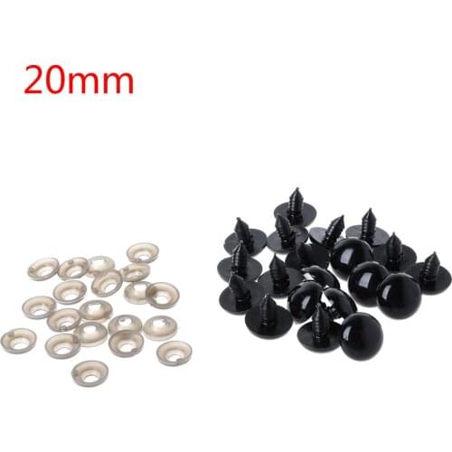 20pcs 6-20mm Black Plastic Safety Eyes For Teddy Bear/Dolls/Toy Animal/Felting