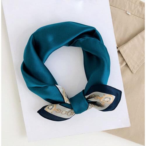 2020 Brand 100% Pure Silk Scarf Women Neck Hair Fashion Foulard Square Small Headband Hijab Print Neckerchief Scarves Bandana