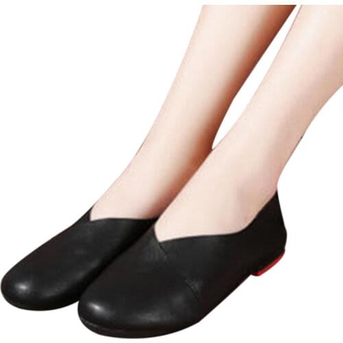 2020 Genuine Leather Flat Shoes Woman Hand-sewn Leather Loafers Cowhide Flexible Spring Casual Shoes Women Flats Women Shoes