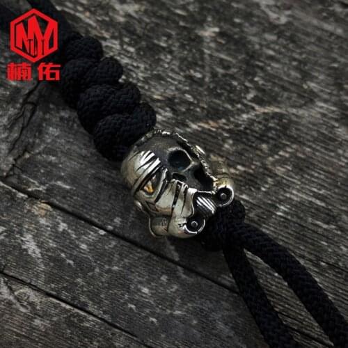 925 Silver Planet Warrior Knife Beads Hand-Woven Lanyard Backpack Keychain Necklace Paracord Beads